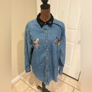 Basic Editions Blue Denim Shirt with Black Collar